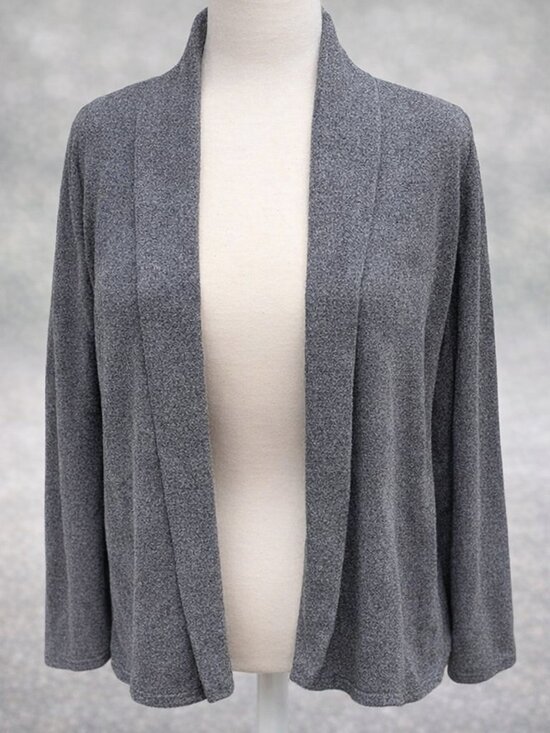 Cyrus Sweaters - Gray Open‑Front Cardigan Comfy Minimal Understated Neutral Wardrobe Staple
